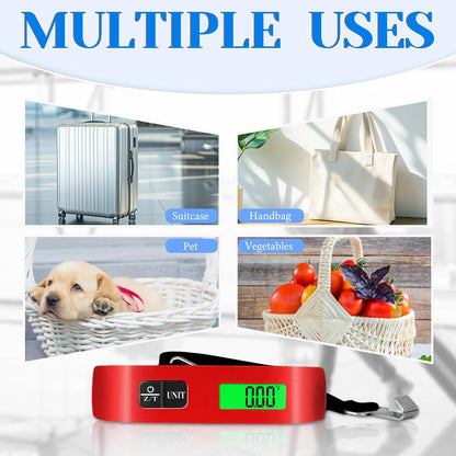 Luggage Scale, 110Lb Luggage Weight Scale with 4 Unit Switching Functions&Led Display, Luggage Scale Travel Digital for Weighing Luggage, Backpacks, Packages and Markets(Red)