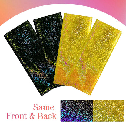 Holographic Laser Tablecloth Set - Waterproof and Easy to Clean - Perfect for Halloween, Bachelorette, Mermaid, Birthday, Wedding, and Anniversary Celebrations (Black & Gold, Set of 2)