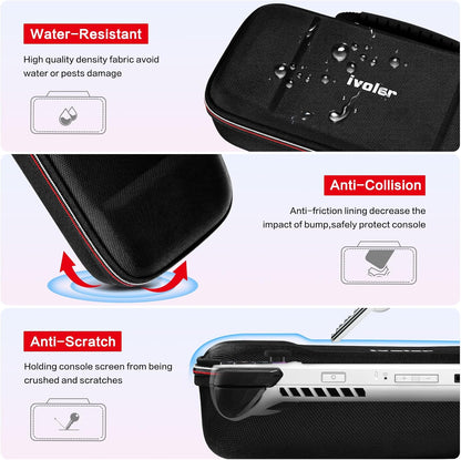 Carrying Case for Nintendo Switch 2 (2025)/Asus Rog Alloy 7''2023/Asus Rog Ally X 2024, Portable Hard Shell Pouch Travel Bag, Built-In Gaming Charger Dock Storage, Holds Game Cartridge - Black