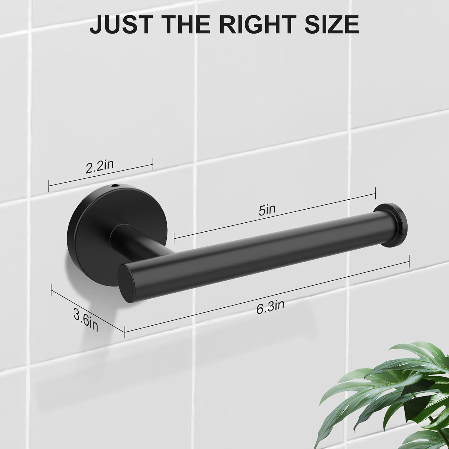 Toilet Paper Holder Wall Mount Screw-In Matte Black Bathroom Toilet Paper Roll Holders Stainless Steel Tissue Holder for Bathroom Hardware Accessories, Drill Hole