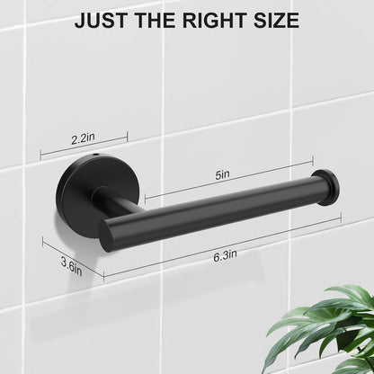 Toilet Paper Holder Wall Mount Screw-In Matte Black Bathroom Toilet Paper Roll Holders Stainless Steel Tissue Holder for Bathroom Hardware Accessories, Drill Hole