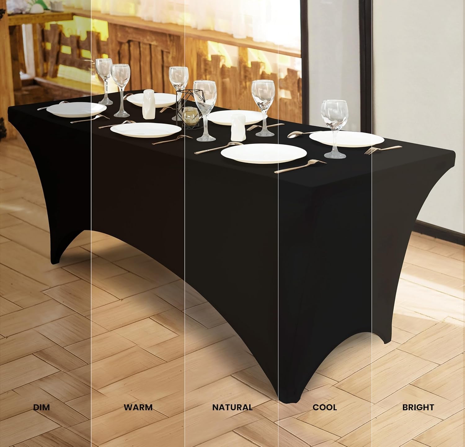 Spandex Tablecloth 2 Pack [6FT, Black] Tight, Fitted, Washable and Wrinkle Resistant Stretch Rectangular Patio Table Cover for Event, Wedding, Banquet & Parties [72Lx30Wx30H Inch]