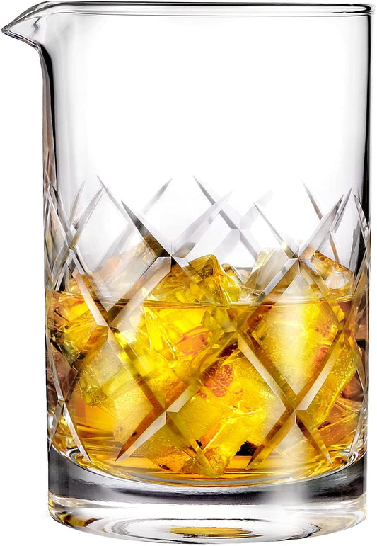 Professional 24 Oz Cocktail Mixing Glass, Thick Bottom Seamless Crystal Mixing Glass