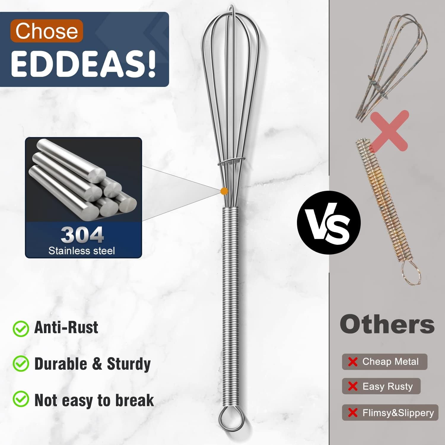 Mini Whisk, Small Whisk 2 Pieces, 5In and 7In 304 Stainless Steel Wire Whisk for Whisking, Beating, Mixing Sauces, Blending Ingredients