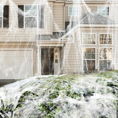 1400 Sqft Halloween Spider Web Decoration with 100 Extra Fake Spiders, Super Stretchy Cobwebs for Halloween Decoration Outdoor and Indoor