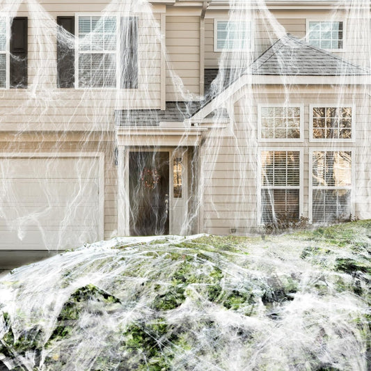 1400 Sqft Halloween Spider Web Decoration with 100 Extra Fake Spiders, Super Stretchy Cobwebs for Halloween Decoration Outdoor and Indoor