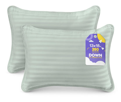 Toddler Pillow (Light Grey, 2 Pack) 13X18 Pillows for Sleeping, Soft and Breathable Cotton Blend Shell, Small Kids Pillow Perfect for Toddler Bed and Travel (Intended for Age 2 and Up)