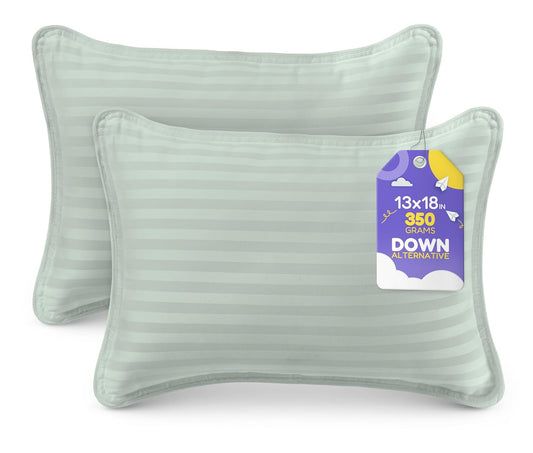 Toddler Pillow (Light Grey, 2 Pack) 13X18 Pillows for Sleeping, Soft and Breathable Cotton Blend Shell, Small Kids Pillow Perfect for Toddler Bed and Travel (Intended for Age 2 and Up)