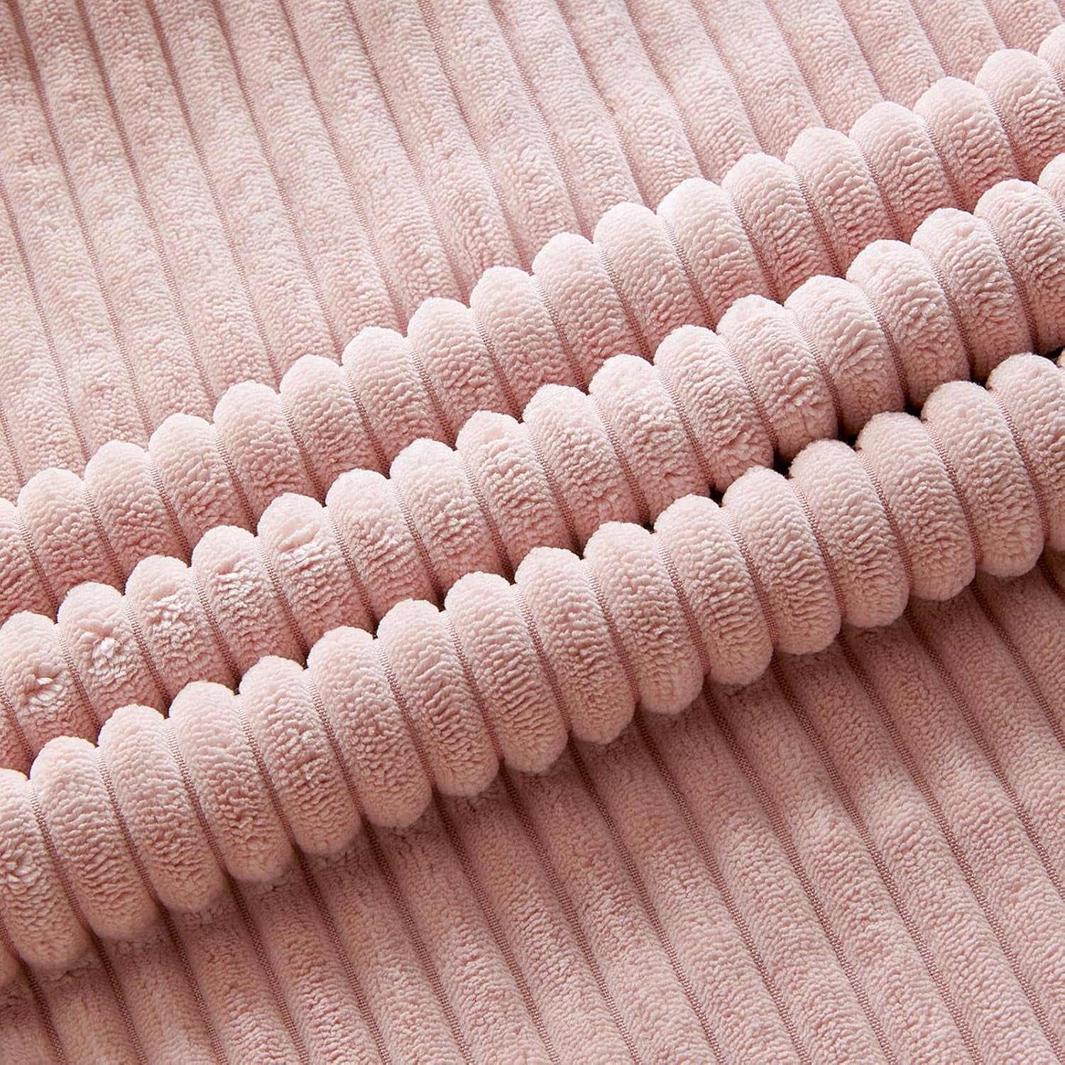 Set of 2 Blush Pink Boho Lumbar Rectangle Decorative Throw Pillow Covers 12X20 Inch with Diagonally Pattern for Couch Bed Sofa, Soft Corduroy Accent Modern Farmhouse Home Decor 30X50 Cm
