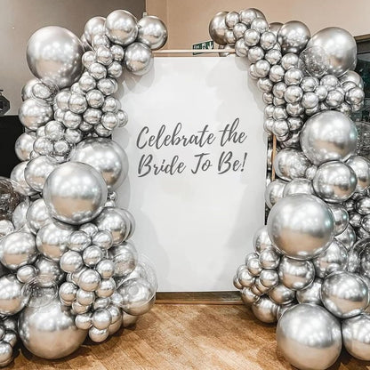 120Pcs 5 Inch Metallic Silver, Small Chrome Silver Latex Balloons for Graduation Wedding Baby Shower Disco Birthday Party Decorations