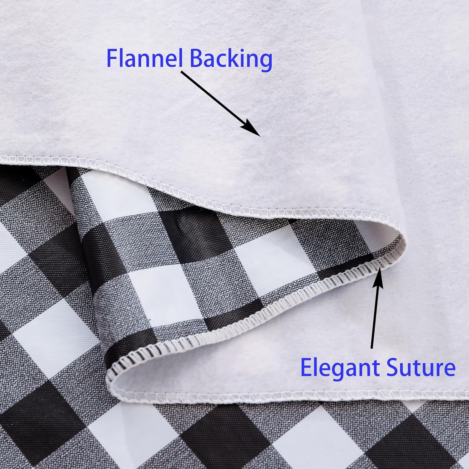 Heavy Duty Vinyl Tablecloth with Flannel Backing Waterproof Oil-Proof Plastic Table Cloth Stain-Resistant Wipeable Rectangle or Square Table Cover for Indoor and Outdoor (Black Checkered, 54X54 Inch)