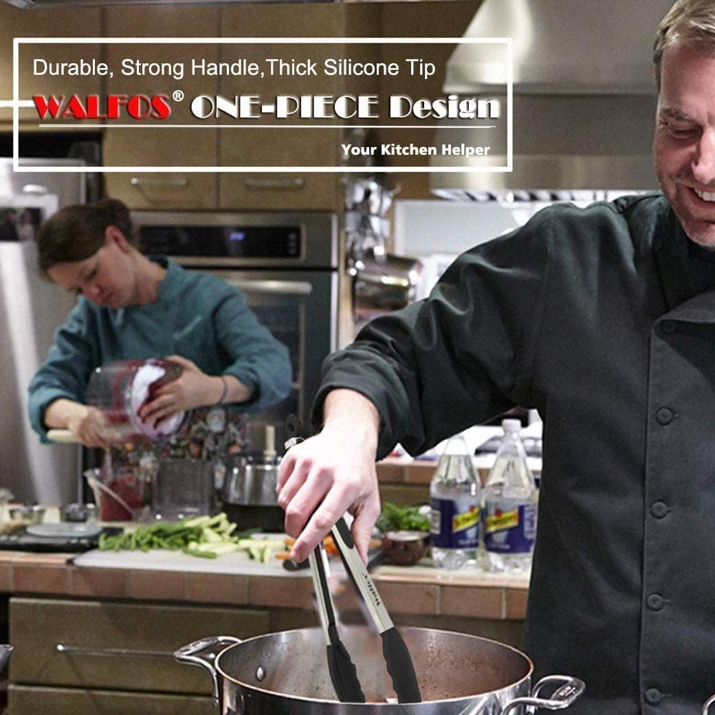 Small Silicone Tongs for Cooking- 7 Inch Mini Kitchen Tongs with Silicone Tips, Great for Cooking, Turning, Serving, Food Tongs Set of 3