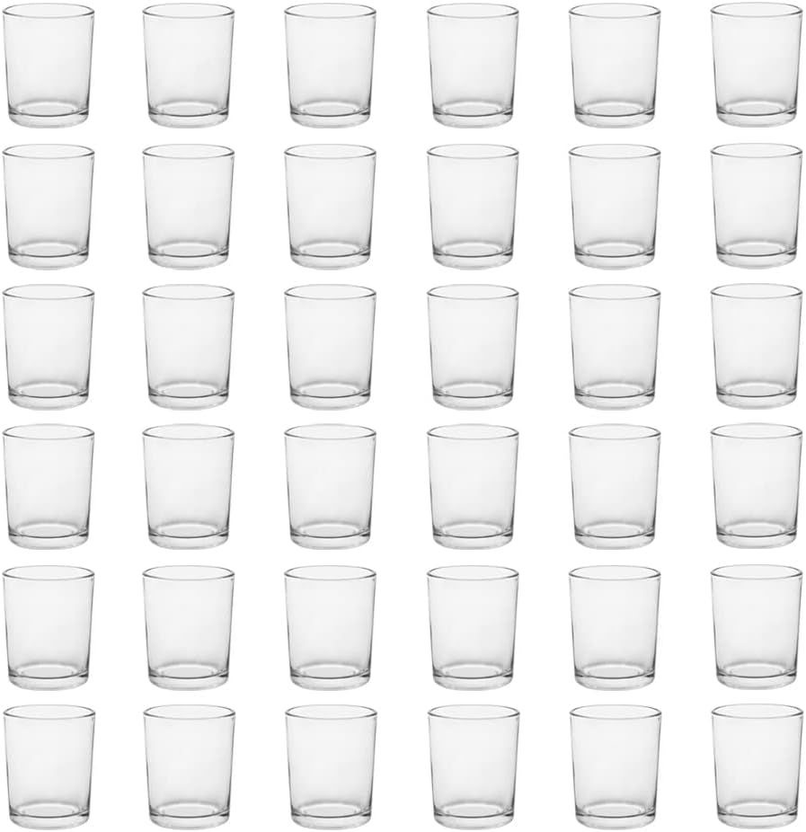 Clear Mercury Glass Tea Light Holders Set of 36 - Elegant Votive Candle Holders for Weddings, Showers and Home Decor - Perfect for Table Centerpieces and Parties (Glass, Clear)