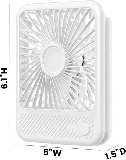 USB Desk Fan, Strong Wind Ultra Quiet Small Personal Fan with 180° Tilt Folding and 3 Speeds Adjustable, USB-C Corded Powered Mini USB Fan for Office Desktop Bedroom White, NO BATTERY