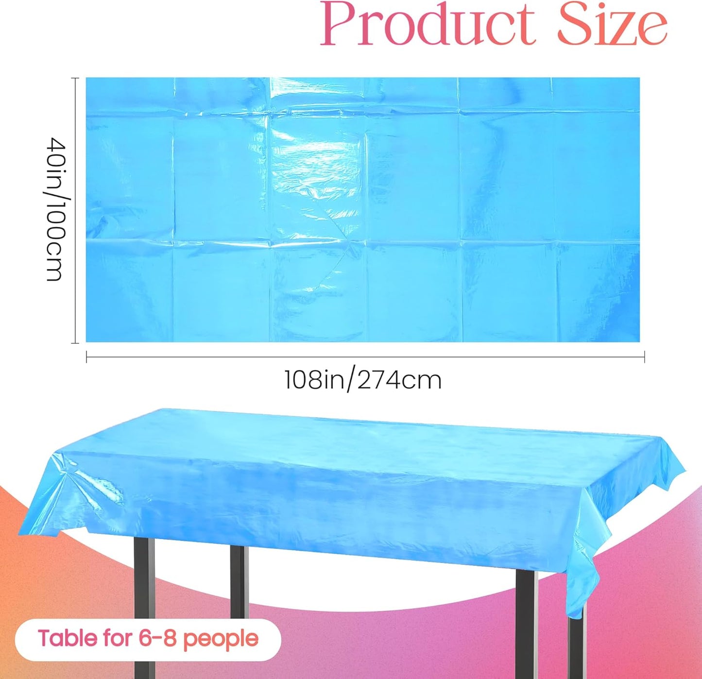 Set of 4 Blue Iridescent Disposable Tablecloths - 40 x 108 Inches Shiny Laser Finish - Holographic Plastic Table Covers for Party Decorations, Weddings, and Banquets