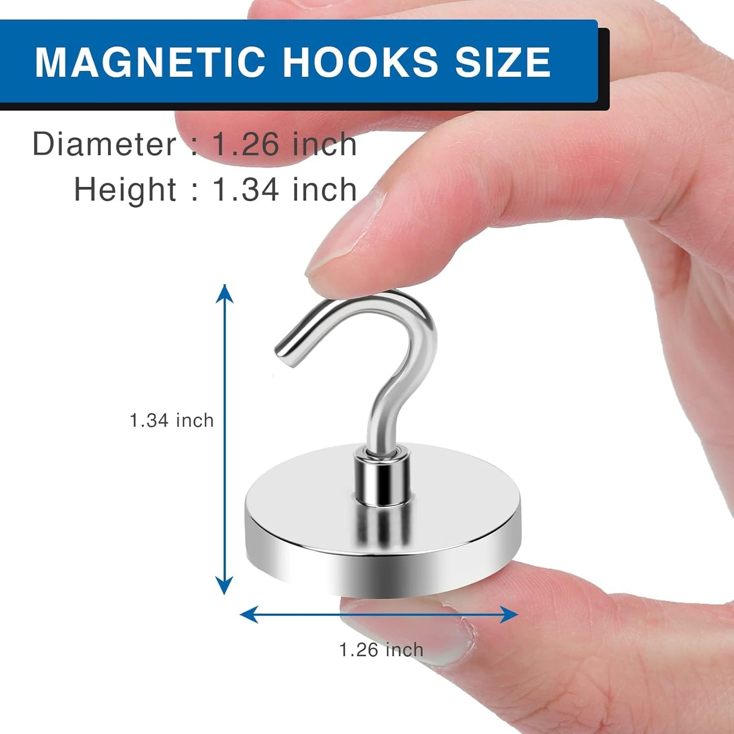 Strong Magnetic Hooks, 100LBS Magnet Hooks for Cruise Cabin, Super Powerful Neodymium Magents for Cruise Essentials Must Haves, Heavy Duty Magnets for Metal Door, Refrigerator,Ceiling - 6 Pcs