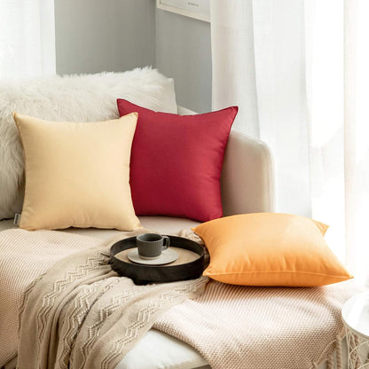 Pack of 2 Decorative Outdoor Waterproof Pillow Covers Garden Cushion Sham Throw Pillowcase Summer Shell for Patio Tent Couch 18X18 Inch Beige