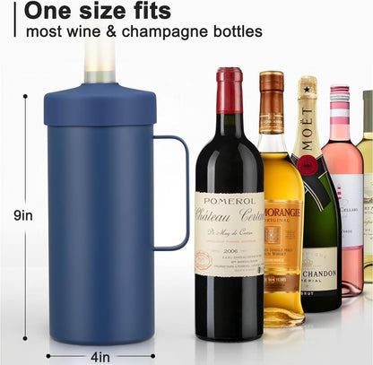2 in 1 Wine Chiller Single Bottle and Travel Tumbler, 42Oz Stainless Steel Iceless Cooler Wine Bottle, Insulated Mug with Lid, Keep Wine Cold up to 6 Hours Fits Most Wine Bottles Gift for Wine Lovers