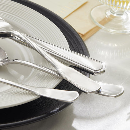 Premium Stainless Steel Flatware Set with Ergonomic Wide-Based Handles for Enhanced Comfort and Durability (40 Pieces)