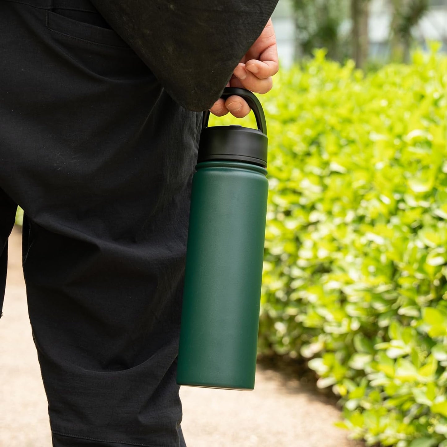 40Oz Insulated Water Bottle Stainless Steel Sport Bottles with 3 Lids,Army Green