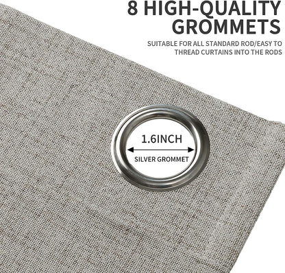 63-Inch Blackout Curtains Set of 2 Panels, Room Darkening Grommet Drapes, Textured Thermal Greyish White Curtains for Living Room and Bedroom (42x63 Inch)