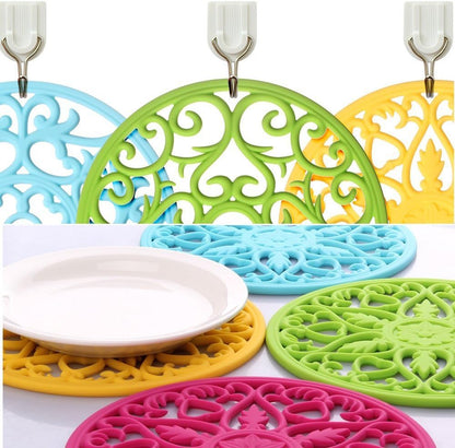 Trivets for Dishes/Pots/Pans, 3 Pcs Silicone Mats, Flexible/Durable/Non Slip Hot Pads to Protect Table and Counter Top (Purple)