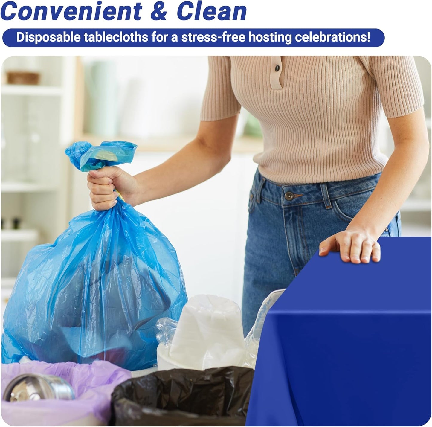 4 PCS Blue Tablecloth, 54 X 108 Inches Plastic Table Cloth Disposable, Table Cloth for Parties, Picnic, Camping and Baby Shower Decorations, Leakproof Table Cover of Indoors Outdoors