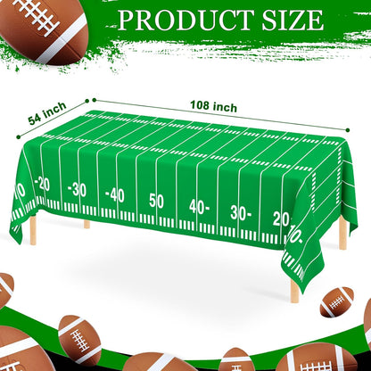 2 Pack Football Tablecloths, Football Themed Disposable Plastic Table Cover for Birthday, Sports Party Games Decorations 54 X 108 Inch
