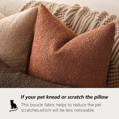 Pack of 2 Textured Boucle Throw Pillow Covers Accent Solid Decorative Lumbar Pillow Cases Soft Couch Cushion Case for Chair Sofa Bedroom Living Room Home Decor 12X20 Inch Burnt Orange Hazel