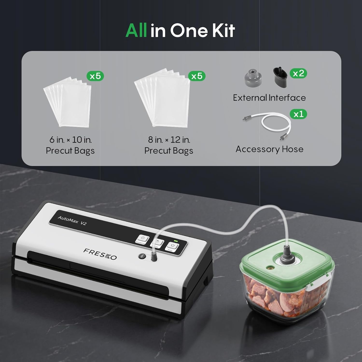 Vacuum Sealer Machine with Automatic Bag Detection, Double Heat Seal, Compact Food Sealer, Easy to Use, Starter Kit