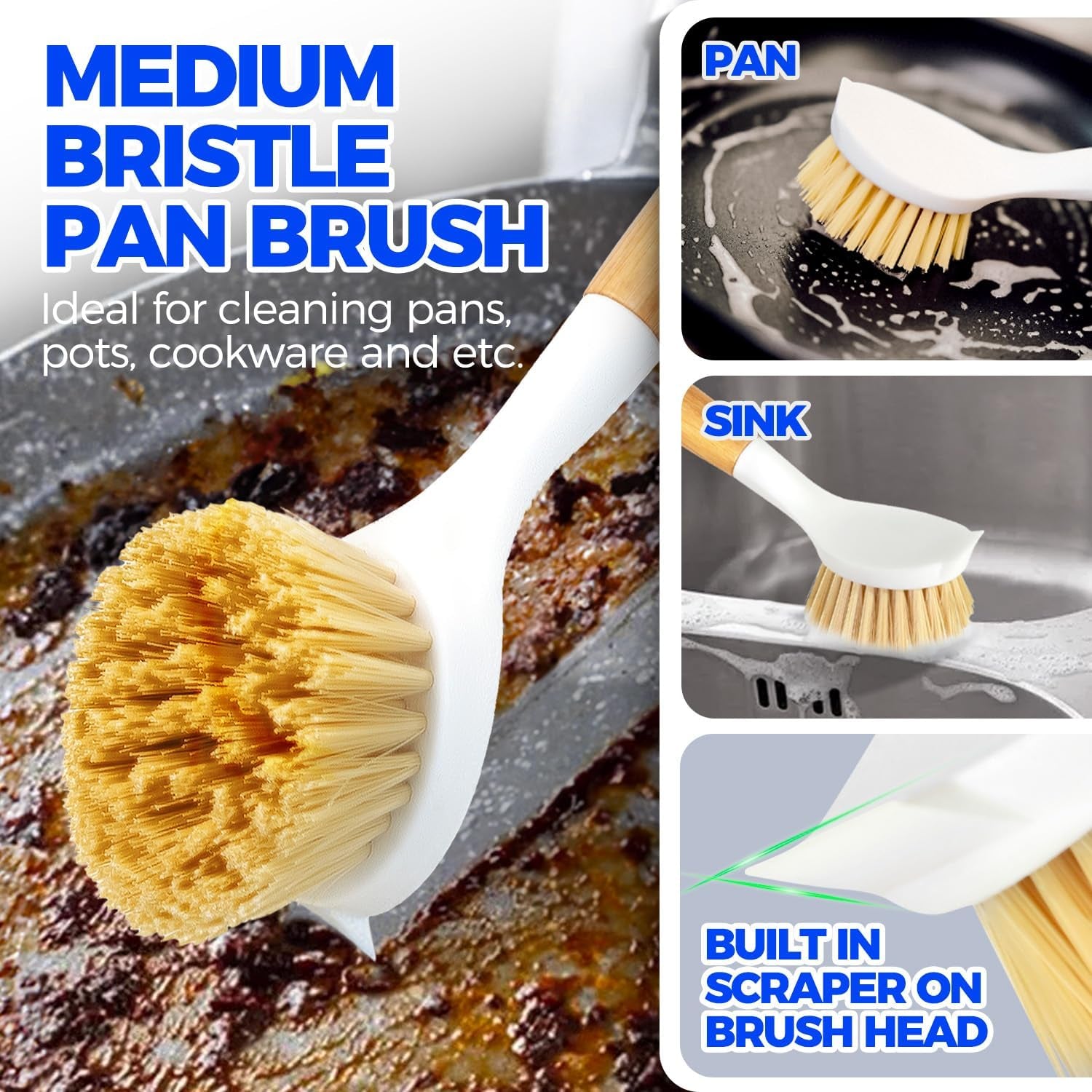 11 Pack Bottle Brush & 3 Pack Dish Brush Set for Kitchen Cleaning