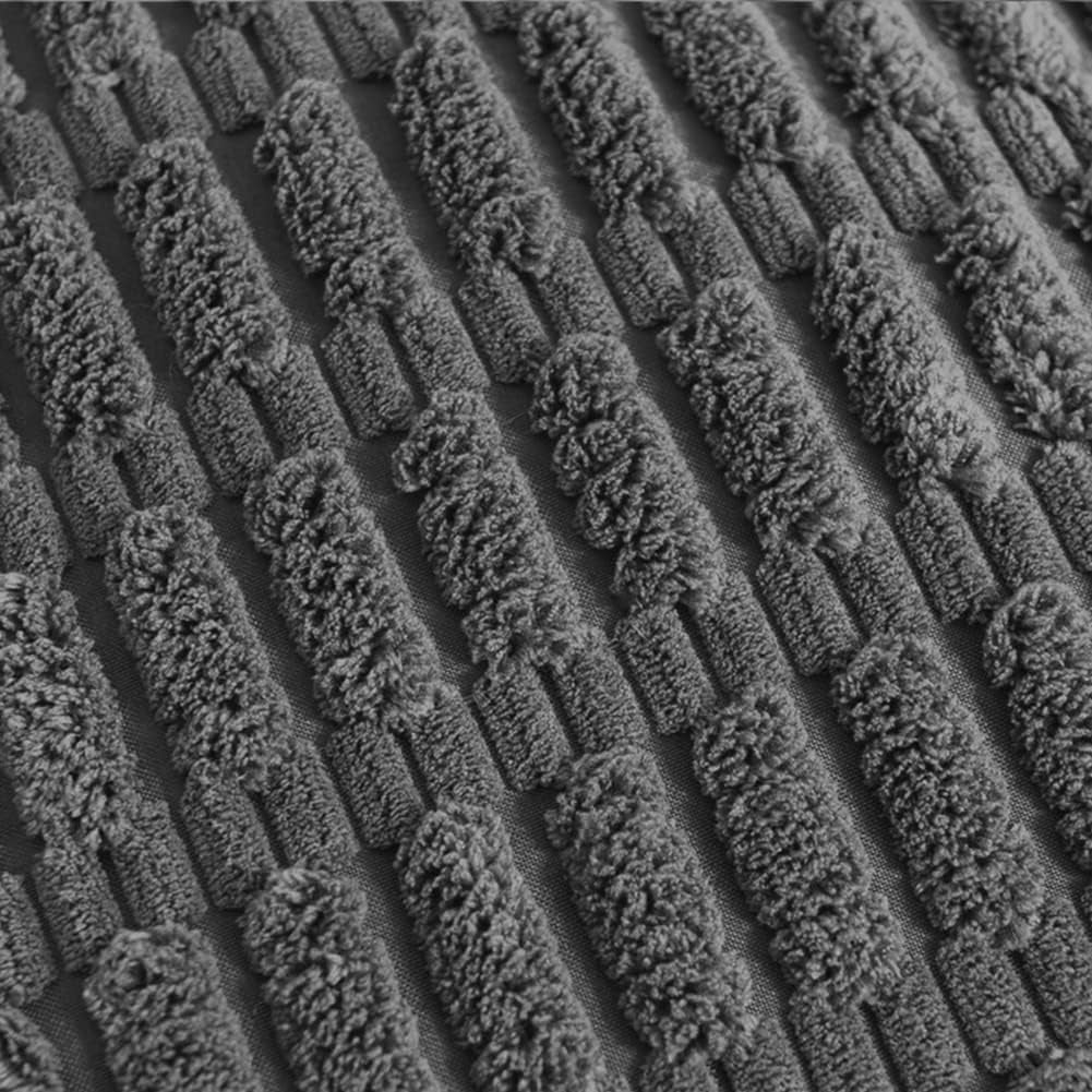 2 Packs Dark Grey Decorative Throw Pillow Covers 20X20 Inch with Pom-Poms for Couch Bed Living Room, Farmhouse Boho Home Decor, Soft Corduroy Cute Square Cushion Case 50X50 Cm