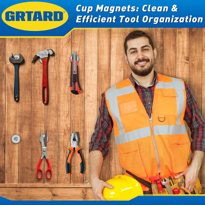 4 Pack Neodymium Cup Magnets, 30LBS Holding Force Strong Rare Earth Magnets with Heavy Duty Countersunk Hole and Stainless Screws for Refrigerator, Tool Room, Science, Craft, Office and Garage