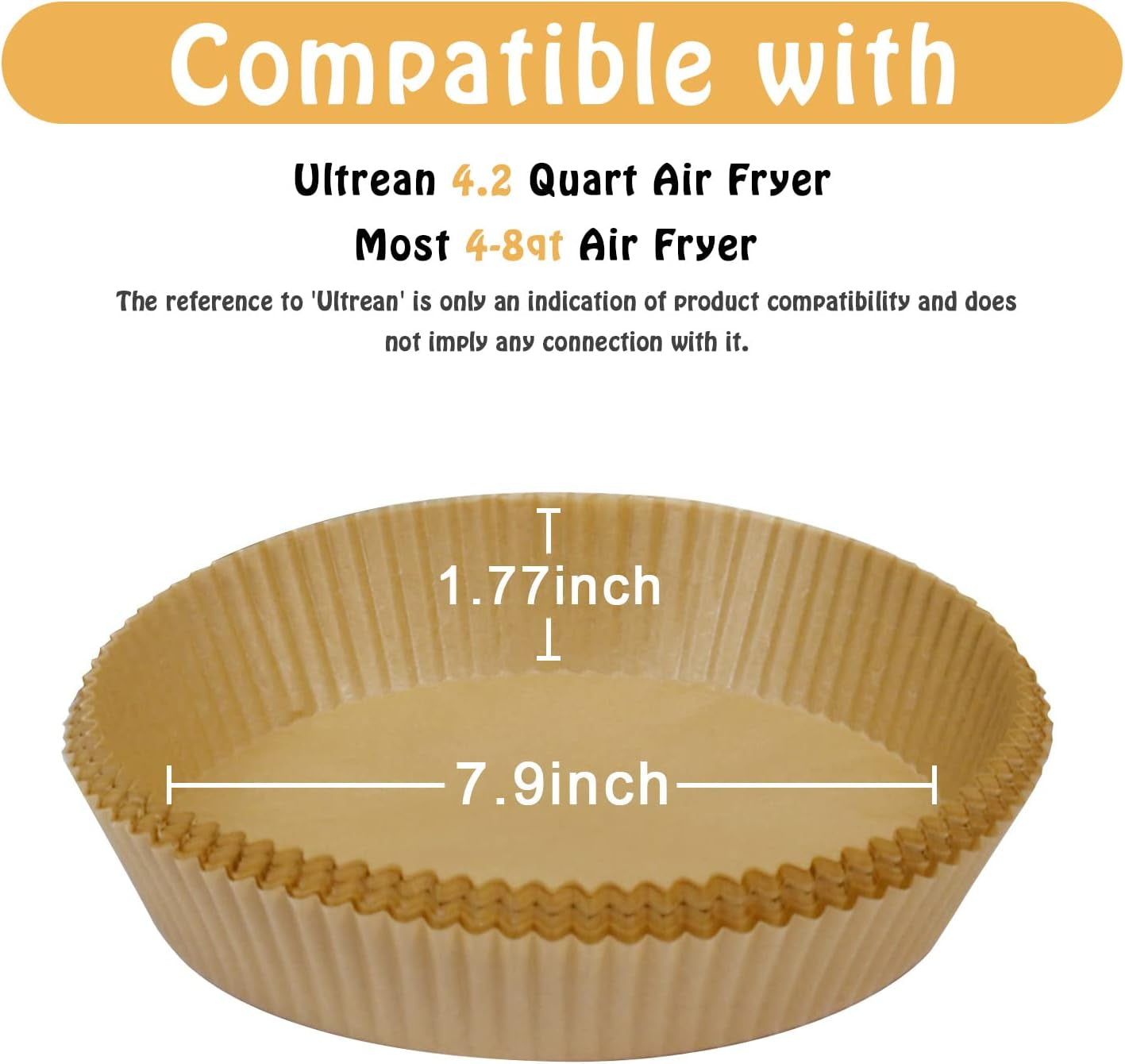 Air Fryer Liners Disposable for Most 4-7 QT Air Frye, 100 Pcs Non-Stick Parchment Paper for Baking 7.9 Inch Air Fryer Paper Liners round Airfryer Liners