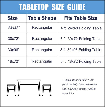 Blue Checkered Waterproof Vinyl Fitted Table Cover with Flannel Backing, 30" x 96", Ideal for Picnics, Travel, Holidays, and Parties