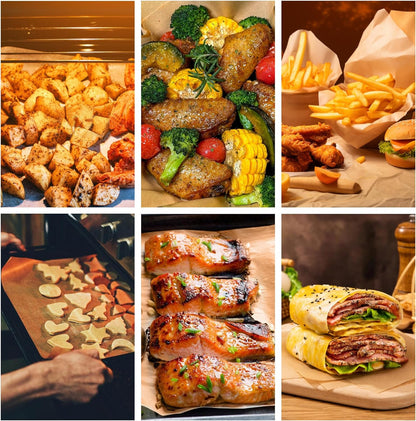 200 Pcs Parchment Paper Baking Sheets, 8"X8" Precut Non-Stick Baking Parchment Paper Sheets Bun Sheet Pan Liners.Baking Grilling Air Fryer Steaming Bread Cup Cake Cookie (Brown-8"X8")