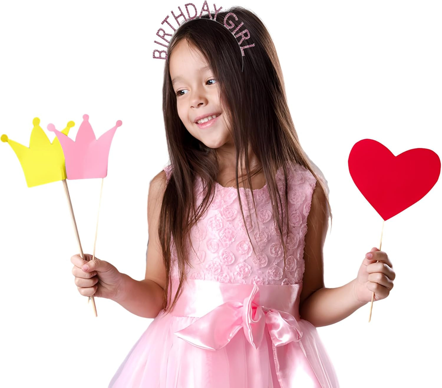 Birthday Girl Tiara and Sash Crown Headband (Pink)