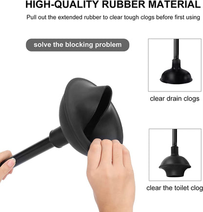 Toilet Brush and Plunger Set, Toilet Plungers for Bathroom Heavy Duty Toilet Bowl Brush and Holder Hidden Toilet Plunger and Brush Set for Deeply Cleaning - Black
