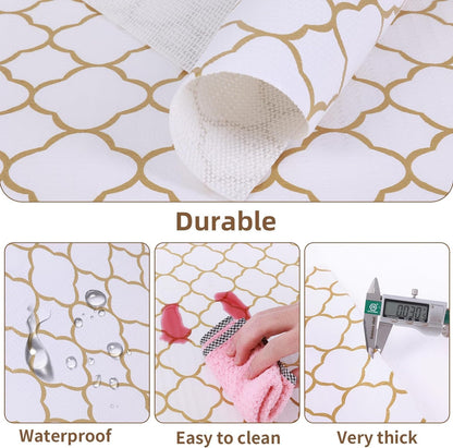 Shelf Drawer Liners for Kitchen Cabinets Non Adhesive Drawer Liner Thickened Refrigerator Liner Gold Quatrefoil Strong Non-Slip Paper for Tool Box with Knife and Tape Measure,11.8 X 118 Inches