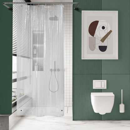 Small Shower Curtain Liner, 36X72 Stall Plastic Clear Shower Curtain Liner, PEVA Cute Narrow Shower Liner, Stand up Shower Curtain Liners with 2 Magnets and 6 Rustproof Grommet Holes