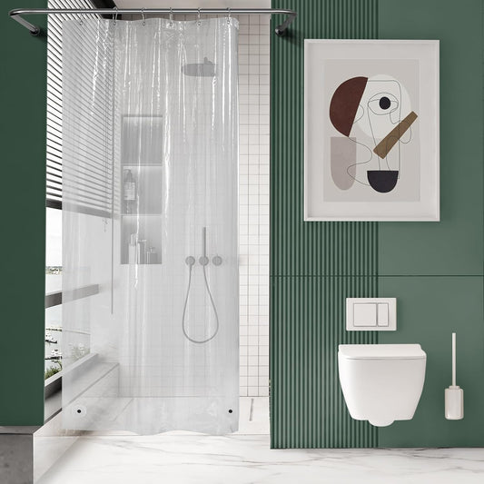 Small Shower Curtain Liner, 36X72 Stall Plastic Clear Shower Curtain Liner, PEVA Cute Narrow Shower Liner, Stand up Shower Curtain Liners with 2 Magnets and 6 Rustproof Grommet Holes