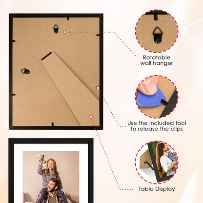 10 Pack Picture Frames Collage Wall Decor for Mounting or Tabletop Display, Gallery Wall Frame Set with Two 8X10 Black Frames, Four 5X7 Frames and Four 4X6 Frames, Multi-Pack Photo Frame Set