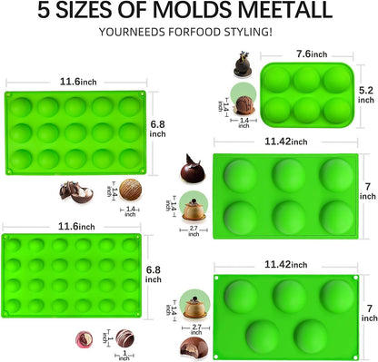 Half Sphere Silicone Molds,  4 Packs 6-Cavity Semi Silicone Dome Molds for Baking, Making Hot Chocolate/Cocoa Bombs, Jelly, Cupcake, Pudding and Dome Mousse