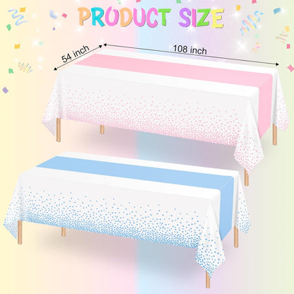 6 Pack Pink and Blue Tablecloths, Gender Reveal Disposable Plastic Waterproof Table Cover for Boy or Girl Gender Reveal Party, Baby Shower, Birthday Party Decorations 54" X 108"