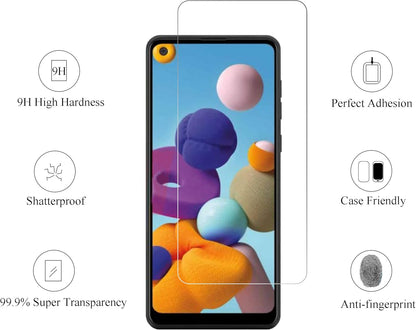 Screen Protector for Galaxy A21 3 Pack Tempered Glass Ultra Clear Anti-Scratch Case Friendly