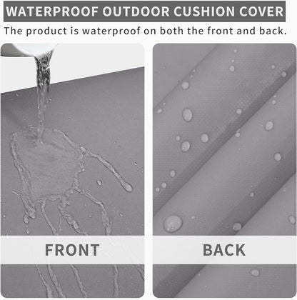 42X18X3 Inch Waterproof Outdoor Couch Bench Cushion Covers Only Replacement Non-Slip Patio Seat Cushion Slipcover with Zipper and Adjustable Straps Gray