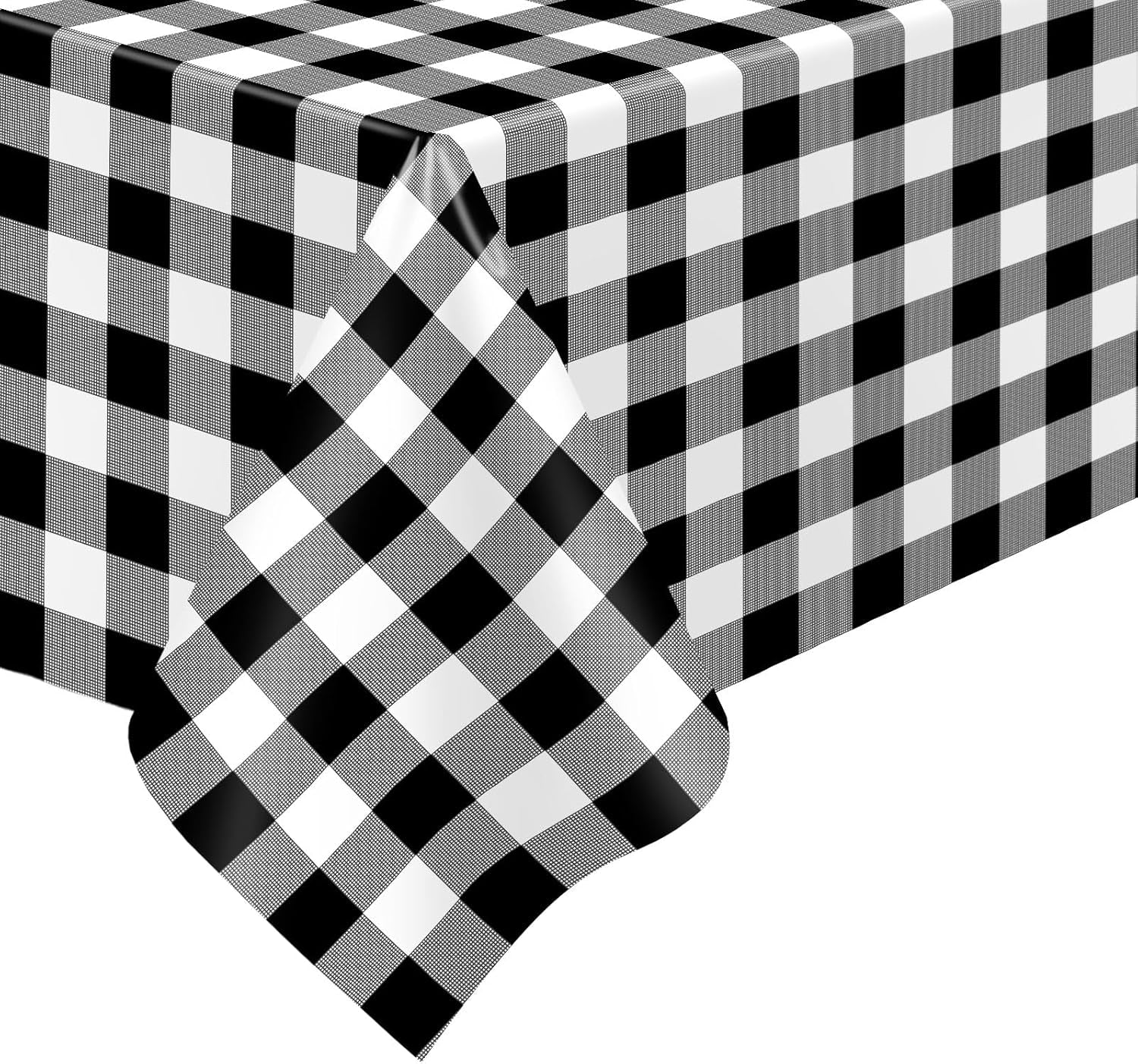 2 Pack Black Gingham Tablecloth, 54 X 108 Inches Black and White Checkered Tablecloths Plastic Table Cloth Disposable Picnic Tablecovers for Rectangle Table