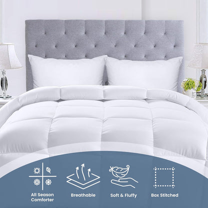 Comforters Queen Size, All Season Duvet Insert, down Alternative Box Stitched Bed Comforter with Corner Tabs, Machine Washable (White)