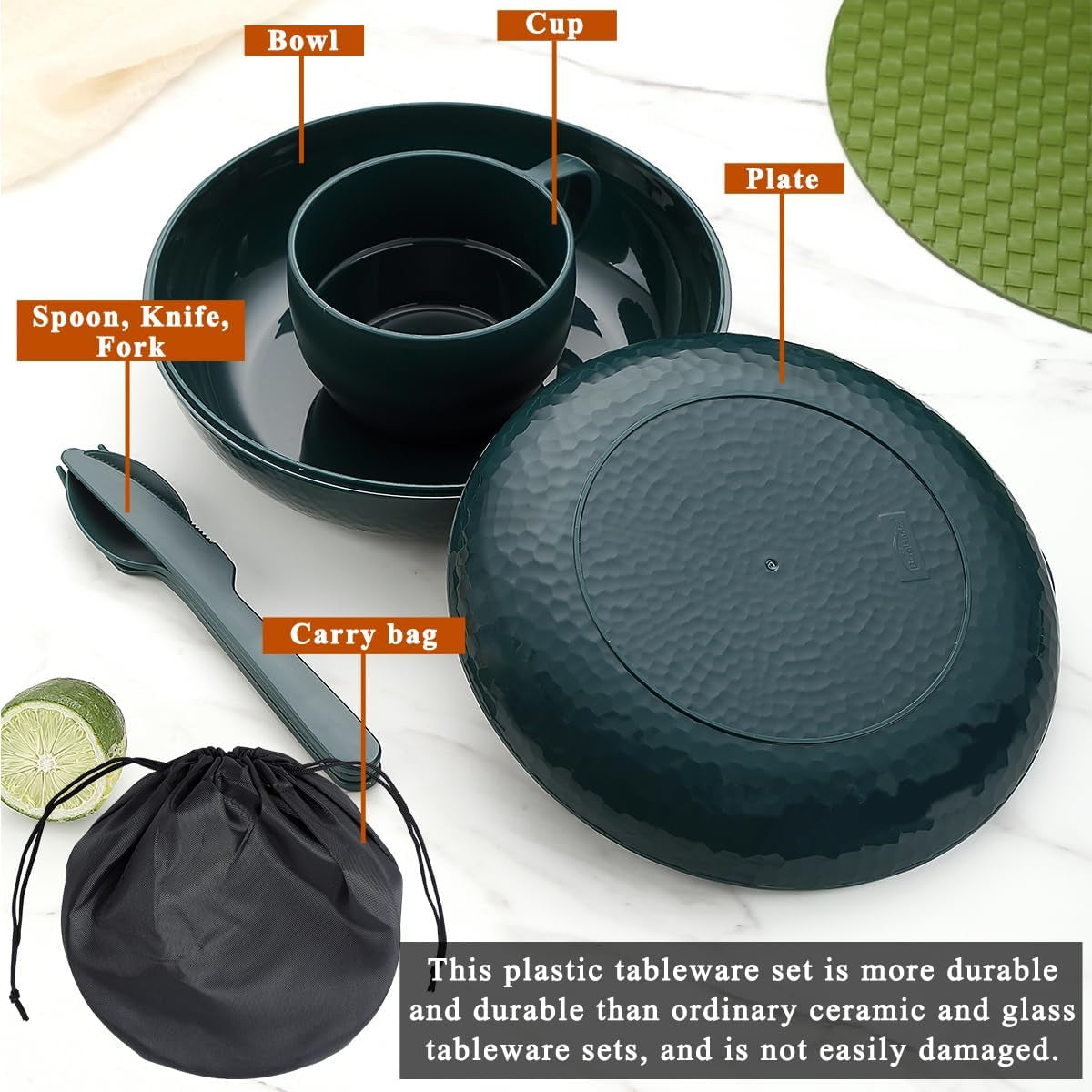 Comprehensive Camping Mess Kit with Bowl, Plate, Cup, Cutlery, and Carry Bag - Essential Outdoor Dining Accessories for Travel, Camping, and Picnics, Conveniently Portable and Storable