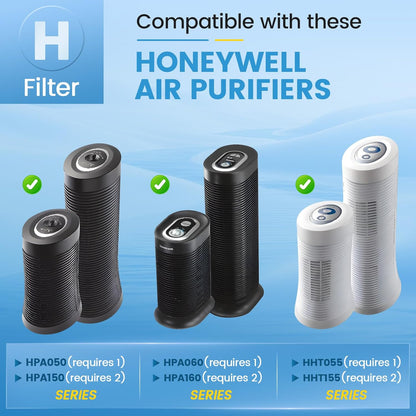 4 HEPA + 8 Carbon Filter, Compatible with Honeywell H Filter, Filters H Compatible with Honeywell HRF-H1 HRF-H2 Fits Model HPA050, HPA150, HPA060, HPA160, HHT055, HHT155 Series